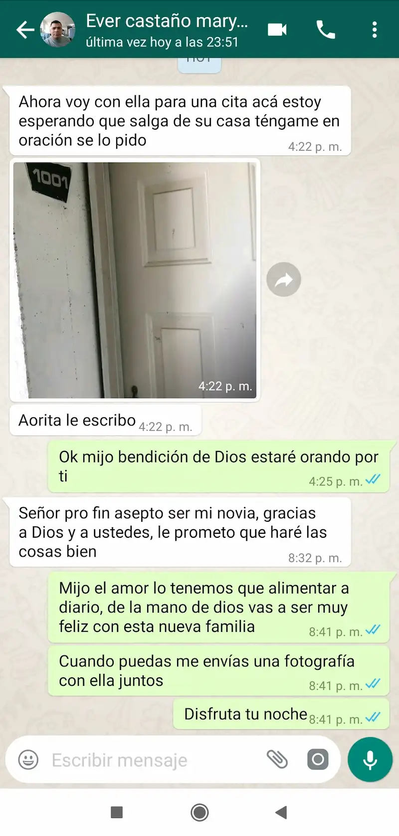 Testimonio de WhatsApp de una clienta atendida en Hempstead