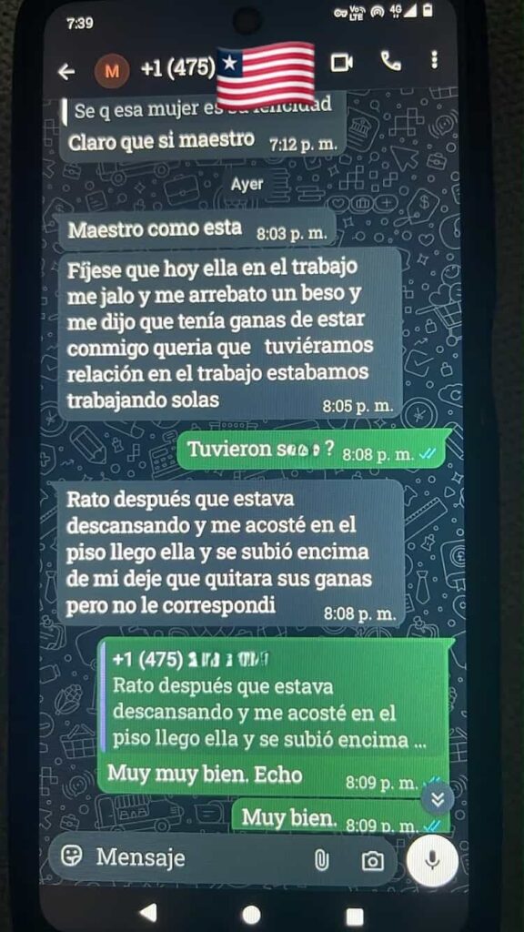 Captura de WhatsApp con testimonio de amarre de amor exitoso en Hartford Connecticut
