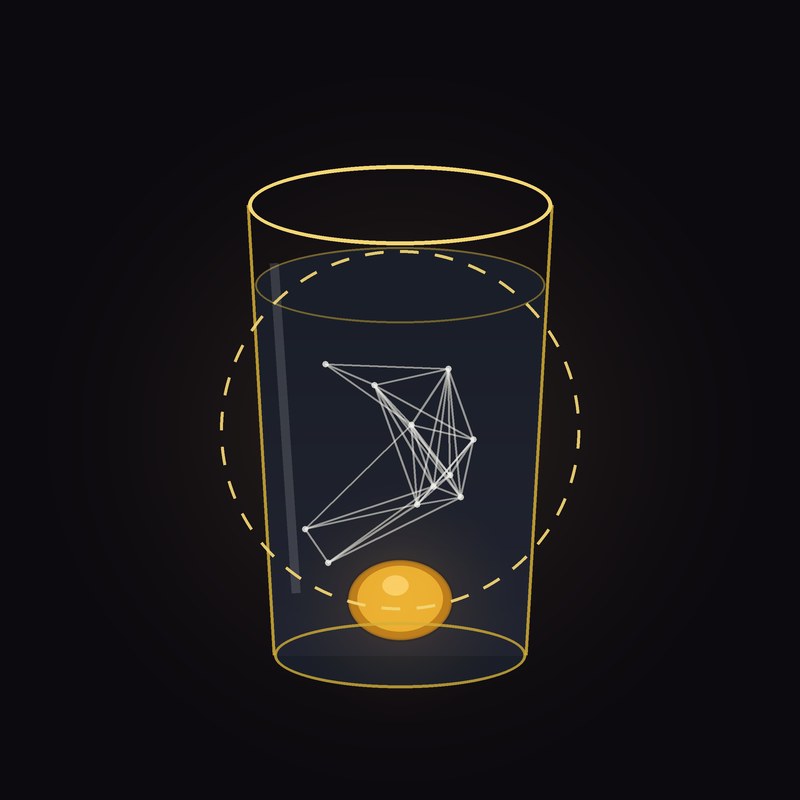 Telarañas de clara cruzadas dentro del vaso
